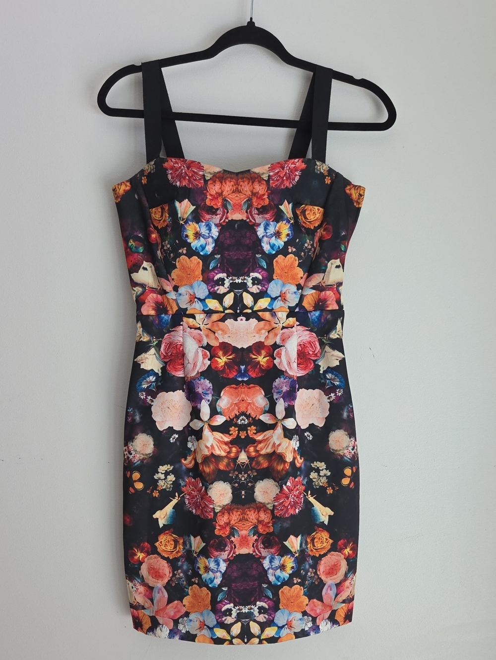 H&M Black Floral Mirror-Print Mini Dress